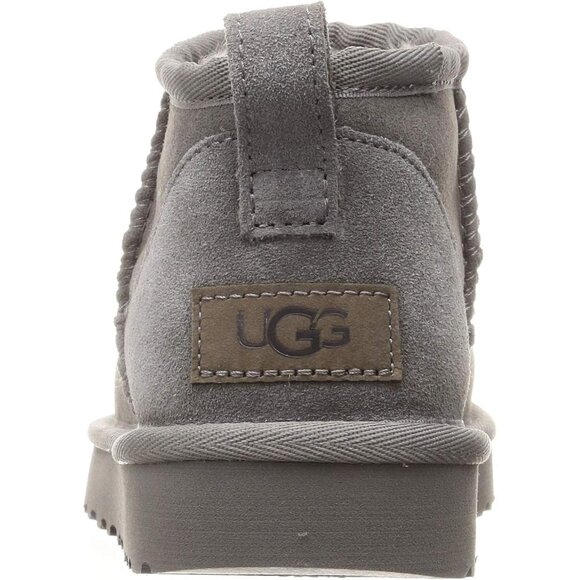 UGG Women's Grey Rounded Toe Sheepskin Lining Classic Ultra Mini Boot - Picture 3 of 7